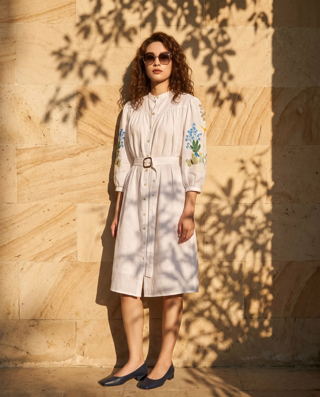 Đầm suông linen trắng thêu tay Mơ thời trang Hity