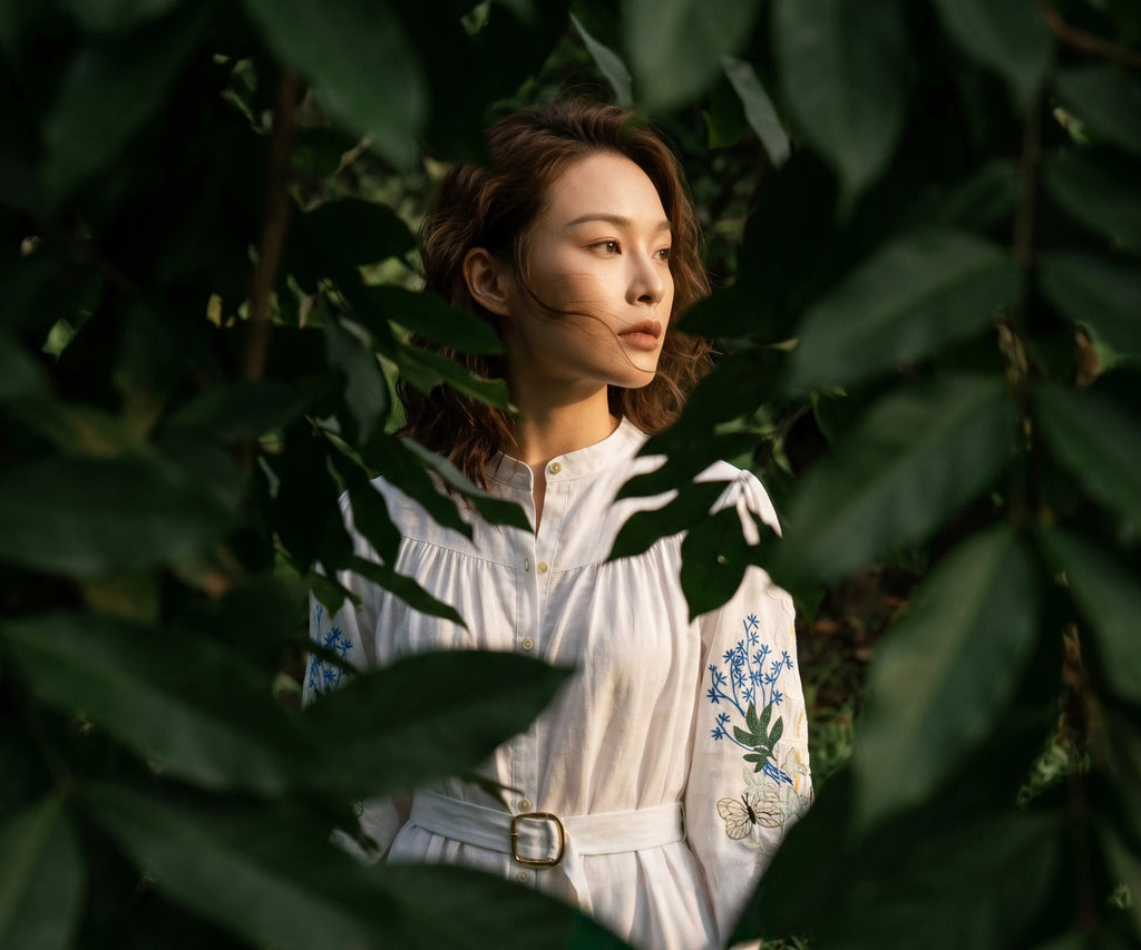 Đầm suông linen trắng thêu tay Mơ thời trang Hity