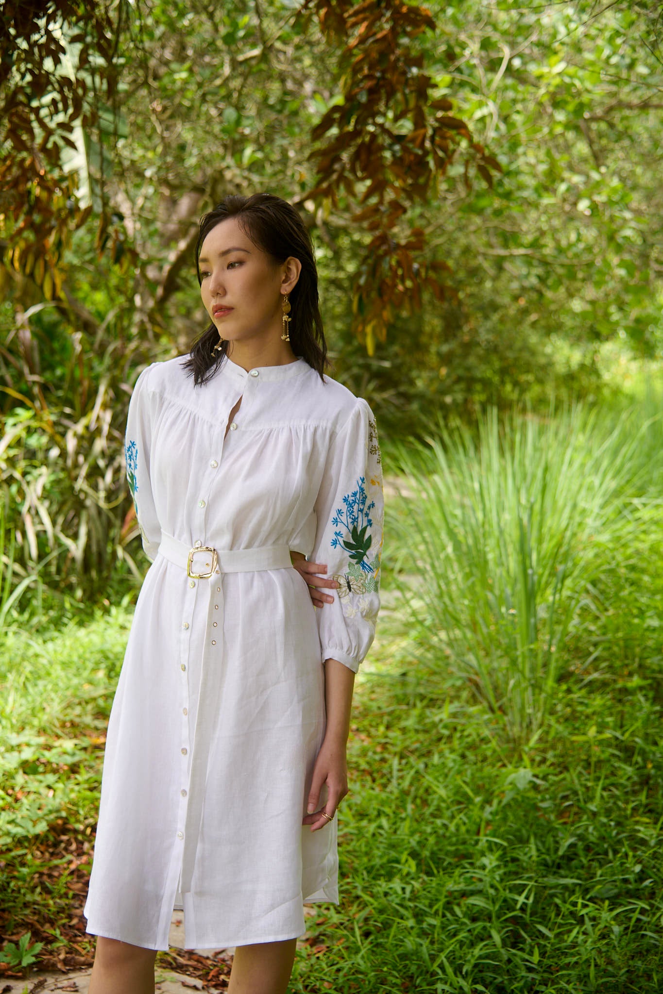 Đầm suông linen thêu tay Mơ thời trang Hity