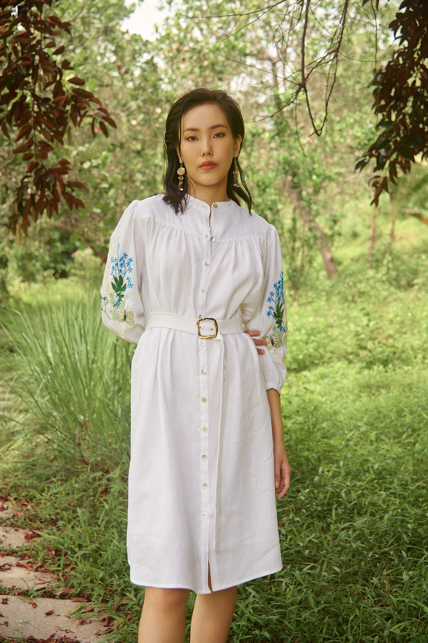 Đầm suông linen thêu tay Mơ thời trang Hity