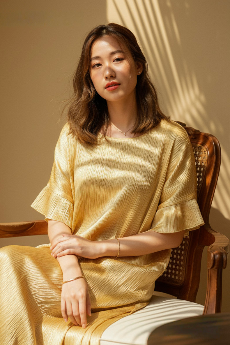 Đầm lụa tơ tằm lãnh Mỹ A thời trang bền vững Hity