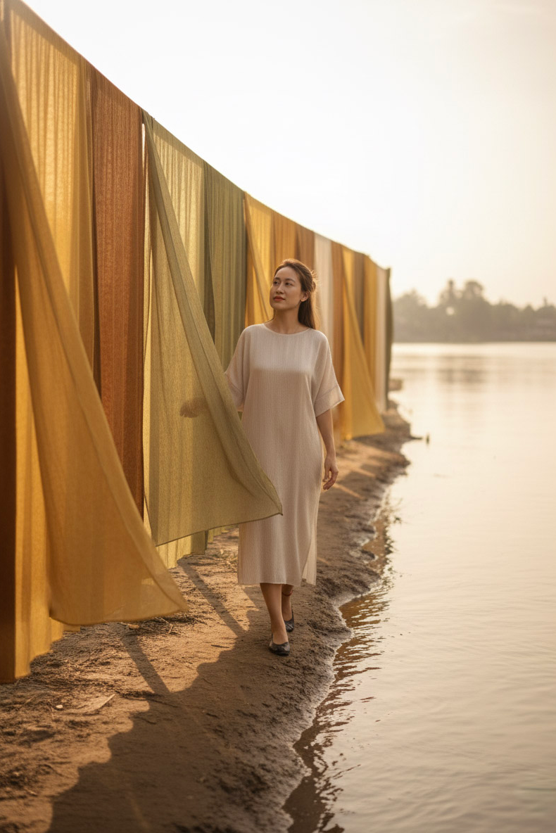 Đầm suông lụa tơ tằm lãnh Mỹ A thời trang Hity