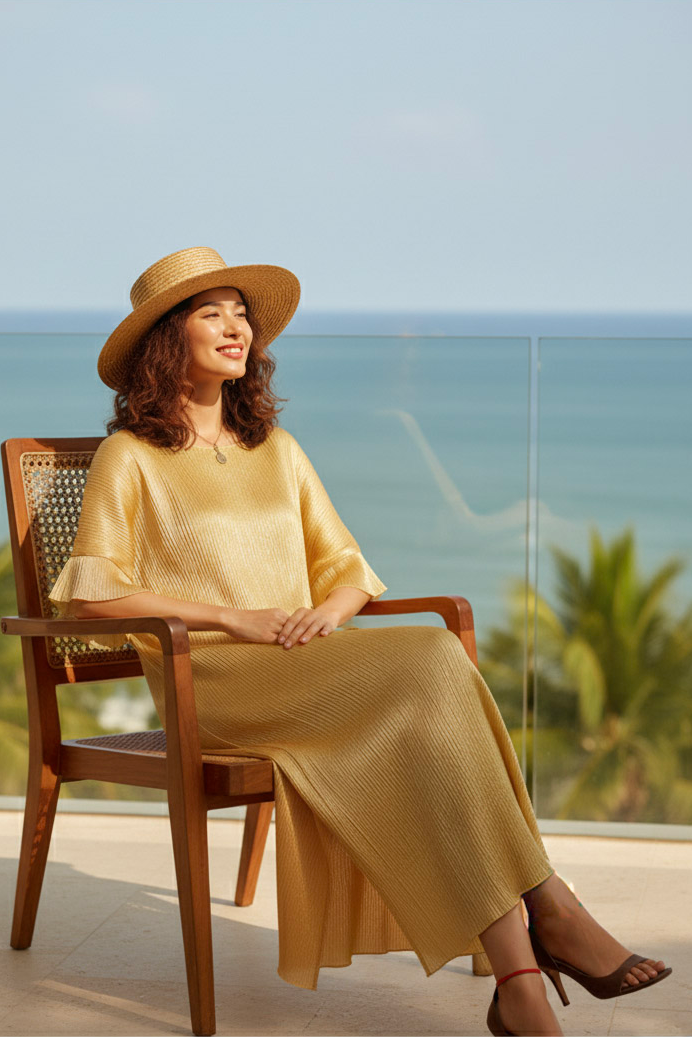 Đầm lụa tơ tằm lãnh Mỹ A thời trang bền vững Hity