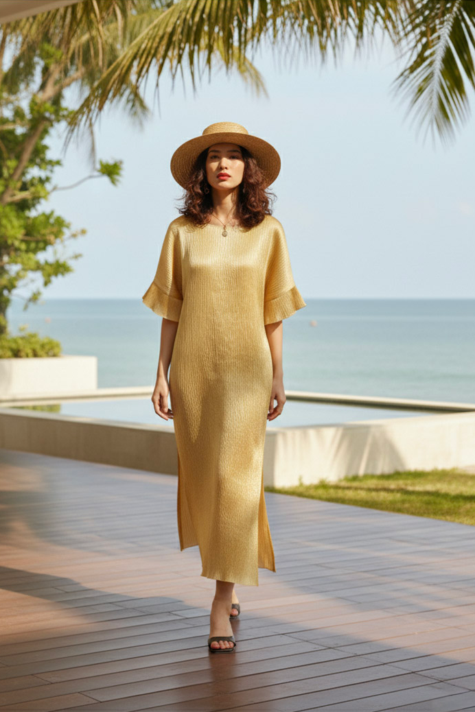 Đầm lụa tơ tằm lãnh Mỹ A thời trang bền vững Hity