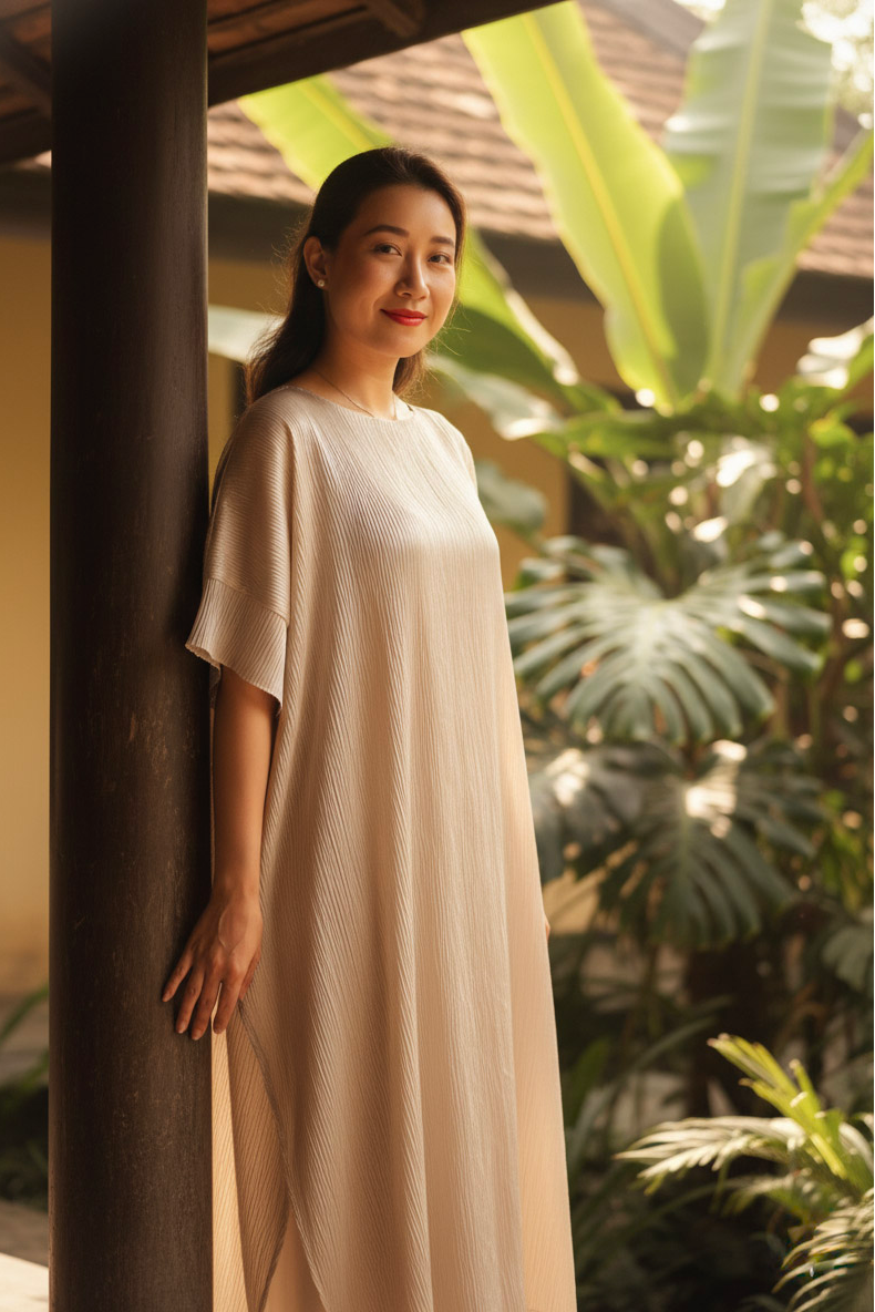 Đầm suông lụa tơ tằm lãnh Mỹ A thời trang Hity