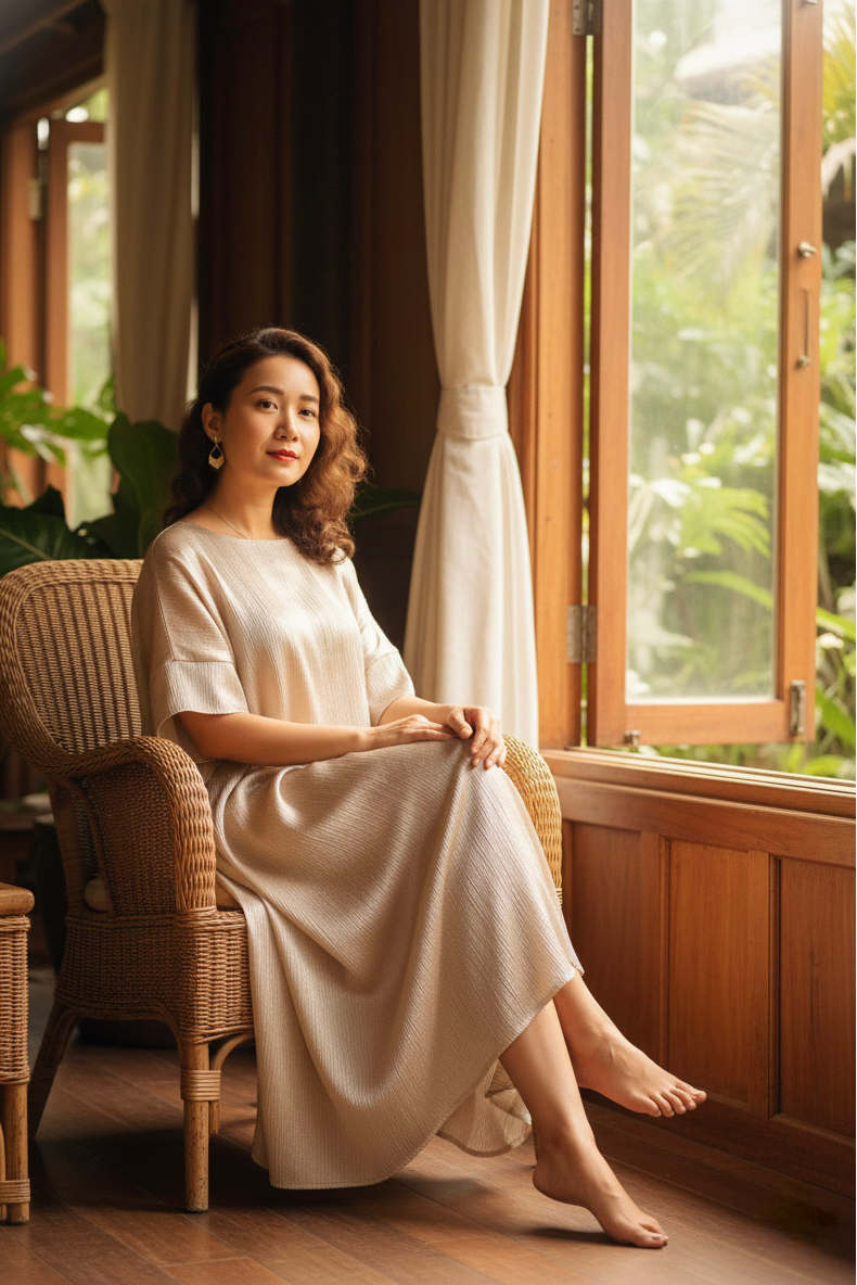 Đầm suông lụa tơ tằm lãnh Mỹ A thời trang Hity