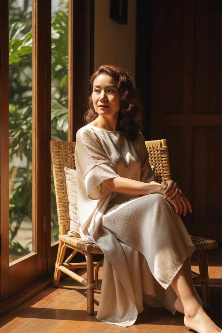 Đầm suông lụa tơ tằm lãnh Mỹ A thời trang Hity