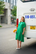 Đầm oversize lụa tơ tằm xanh ngọc lục bảo thời trang Hity