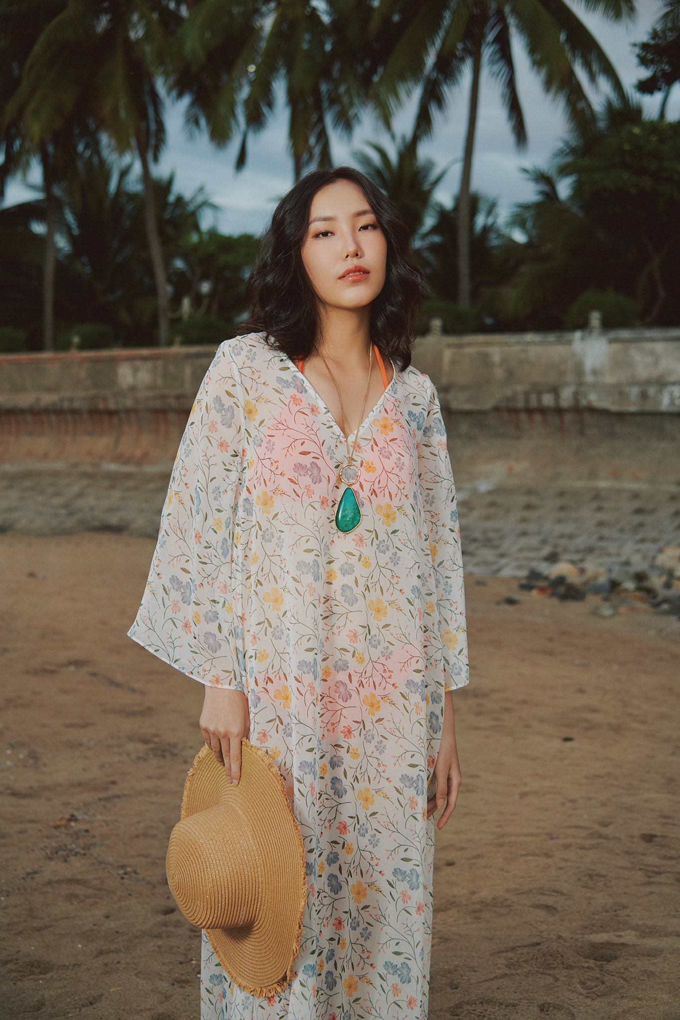 Áo choàng kaftan đi biển thời trang Hity