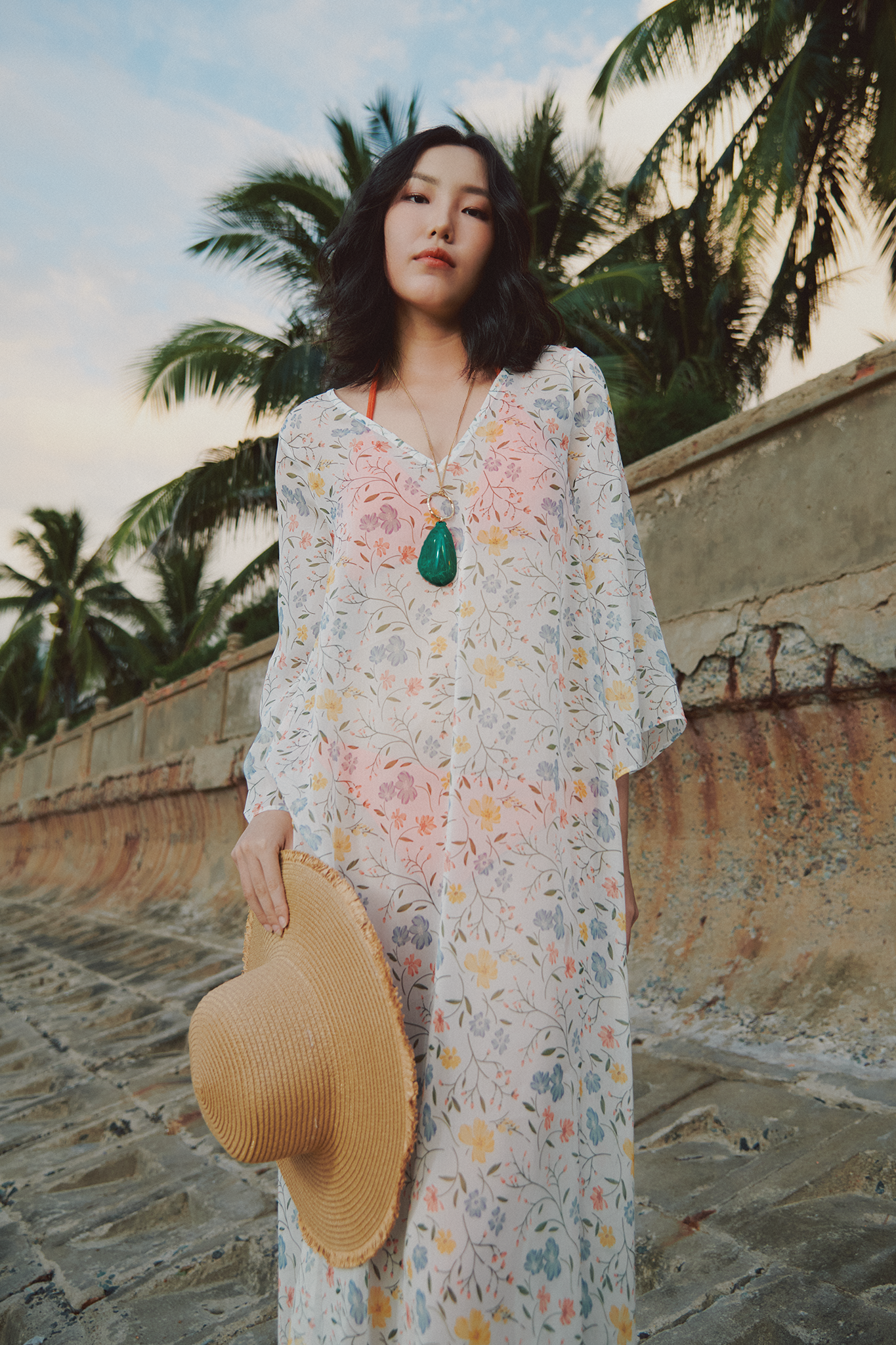 Áo choàng kaftan đi biển thời trang Hity