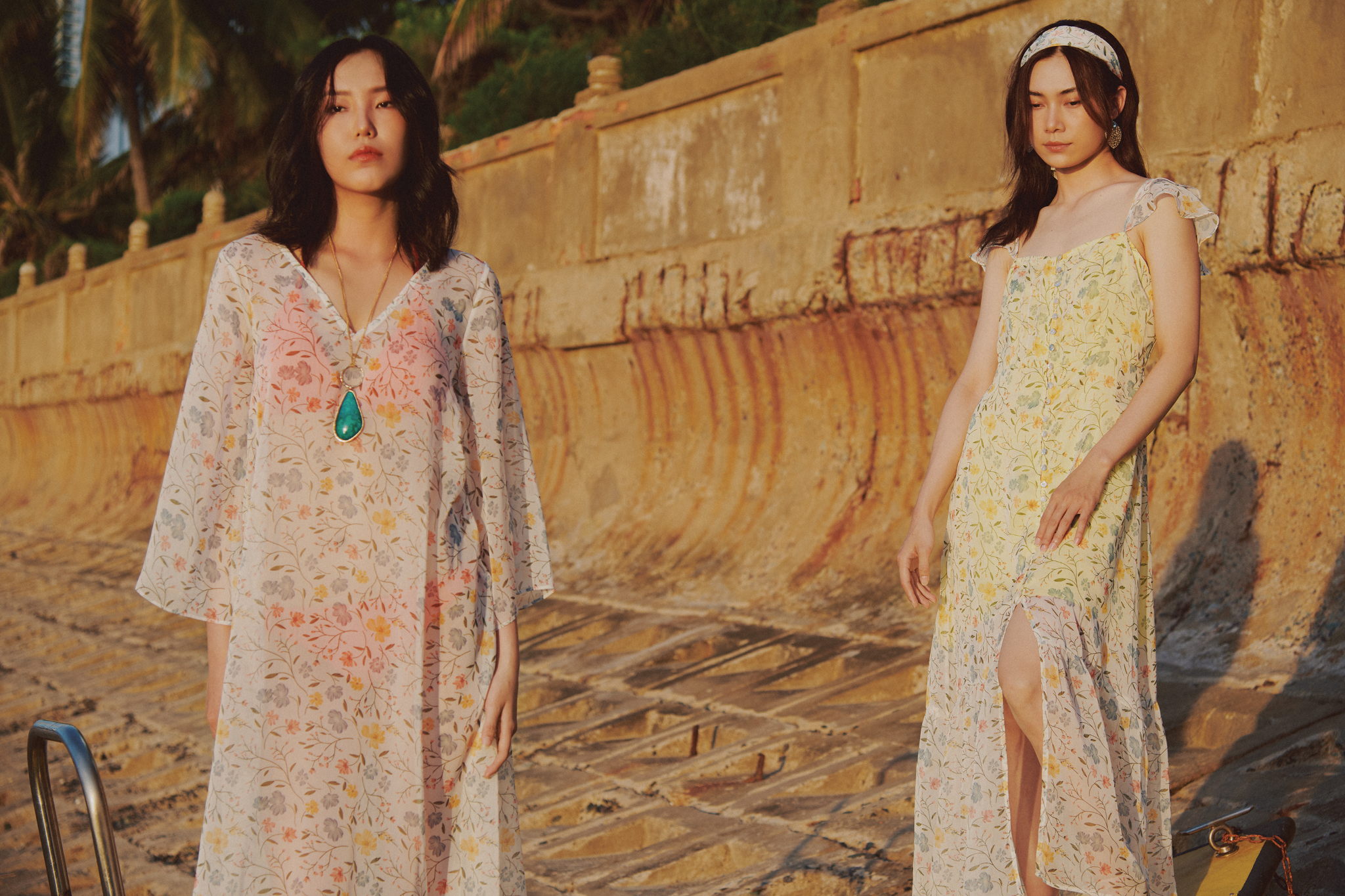 Đầm maxi 2 dây hoa nhí vàng thời trang Hity