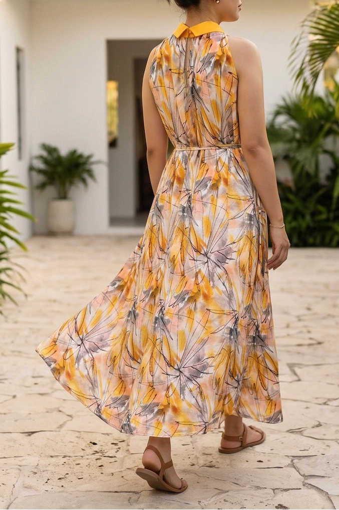 Đầm maxi cổ sơ mi hở vai thời trang Hity