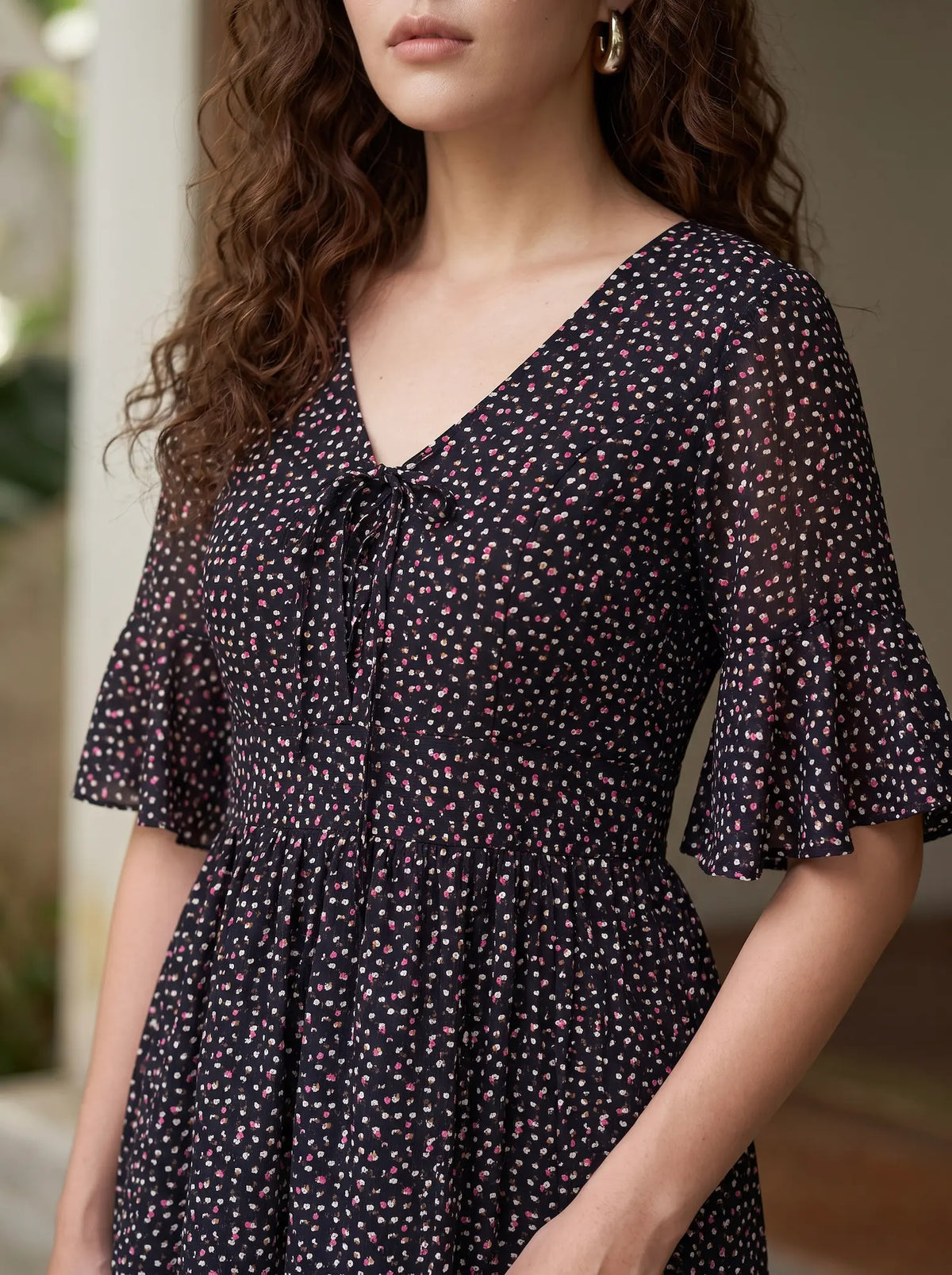Đầm maxi cotton đen chấm bi thời trang Hity