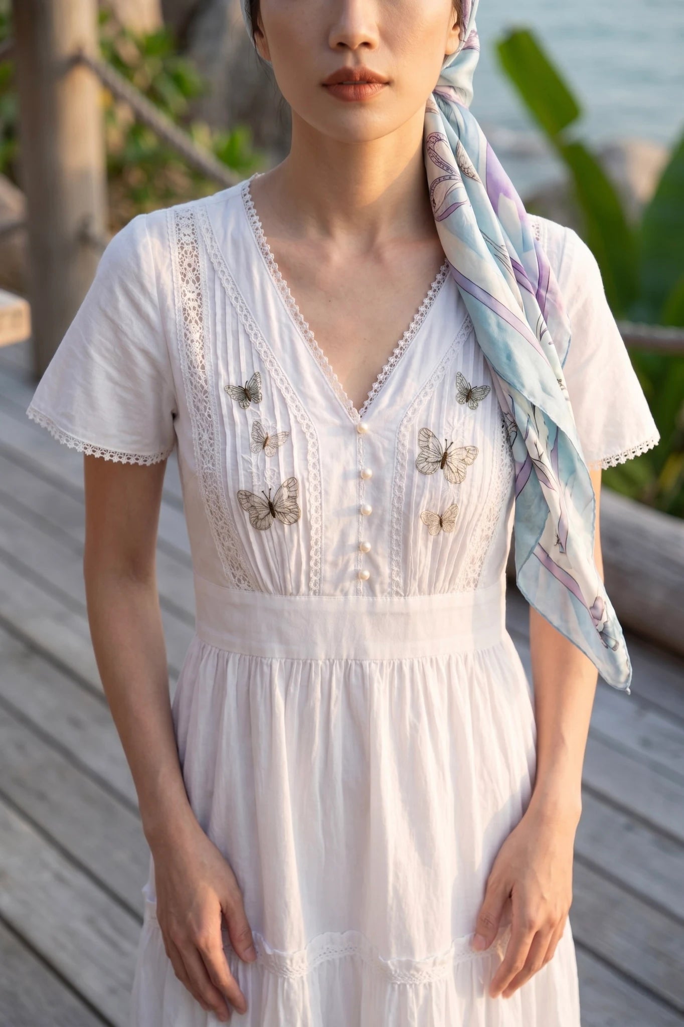Đầm maxi đi biển cotton trắng thời trang Hity