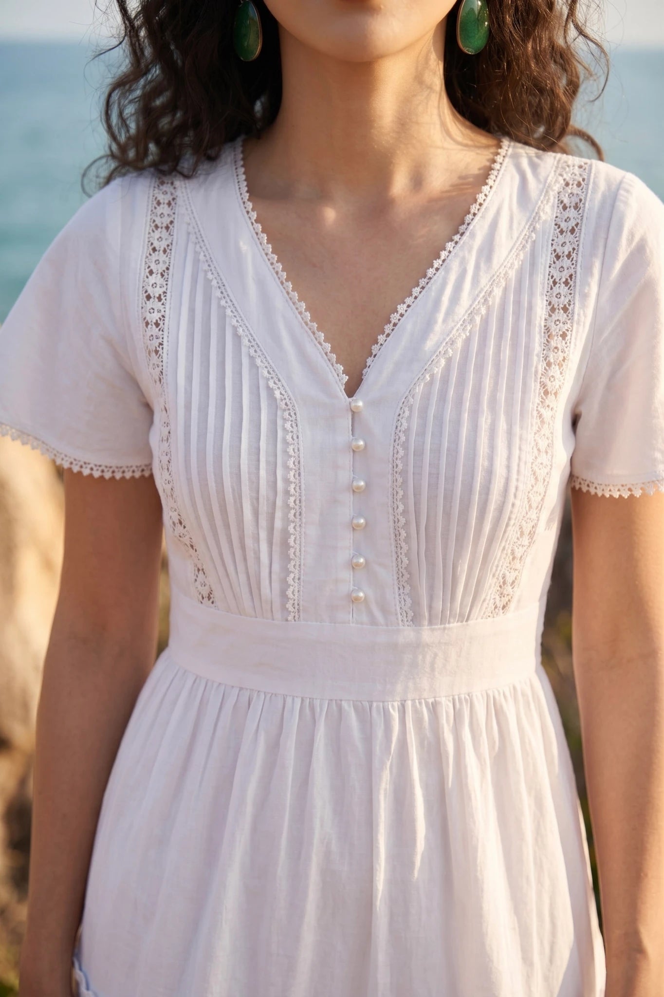 Đầm maxi đi biển cotton trắng thời trang Hity