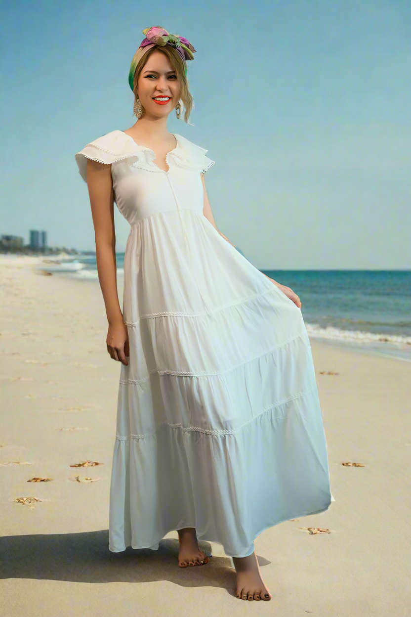 Đầm maxi cotton trắng thời trang Hity