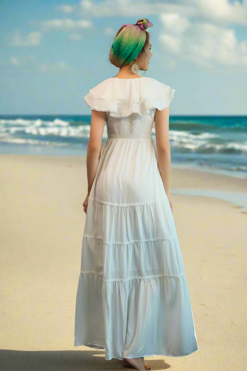 Đầm maxi cotton trắng thời trang Hity