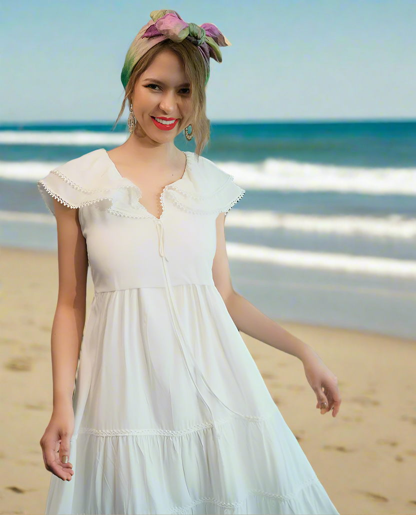 Đầm maxi cotton trắng thời trang Hity