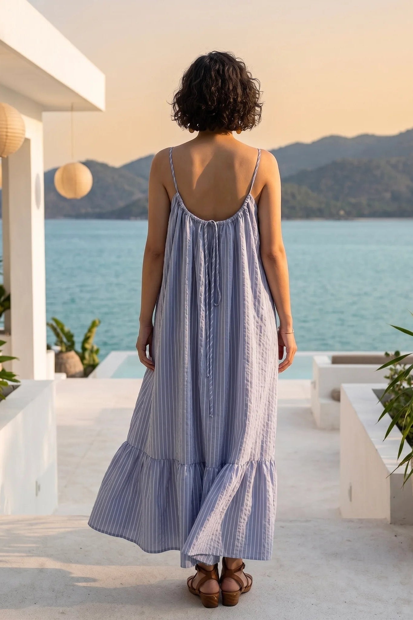 Đầm maxi hở lưng resort thời trang Hity