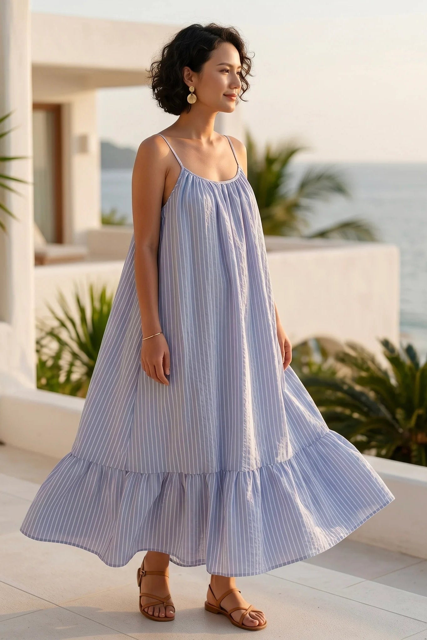 Đầm maxi hở lưng resort thời trang Hity