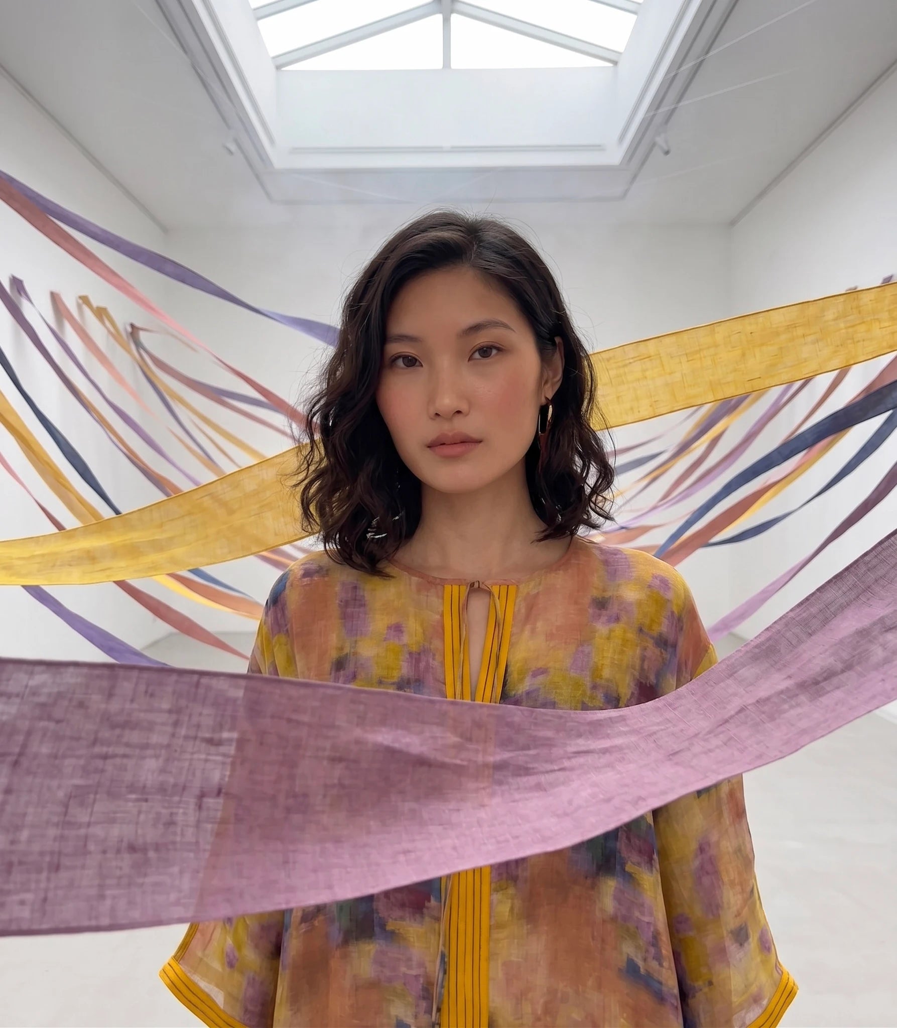 Đầm maxi kaftan vai gai xanh ramie thời trang Hity