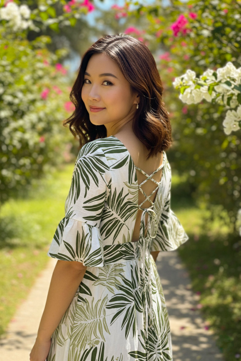 Đầm maxi linen lá cọ thời trang Hity