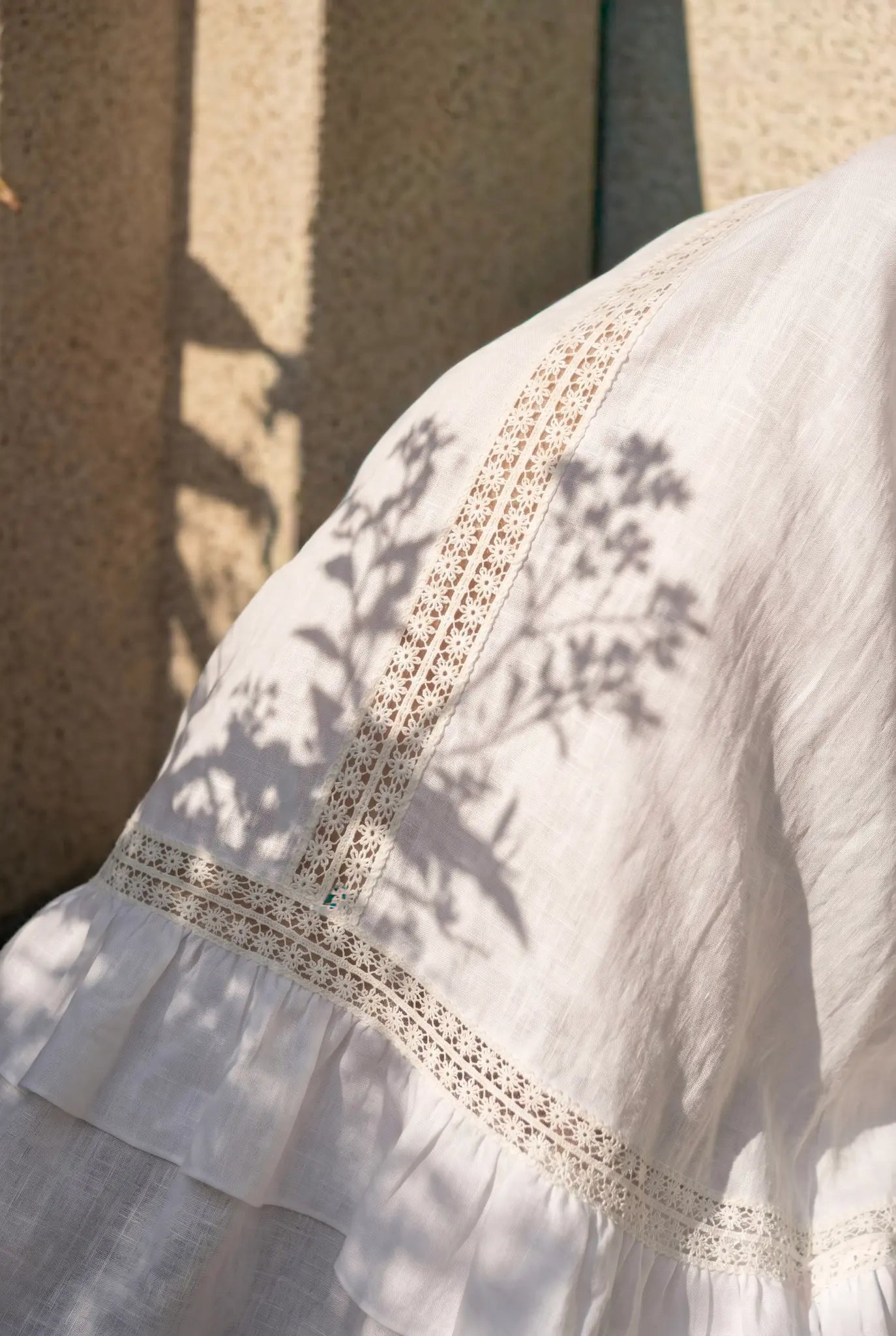 Đầm maxi linen lanh trắng phối ren thời trang Hity