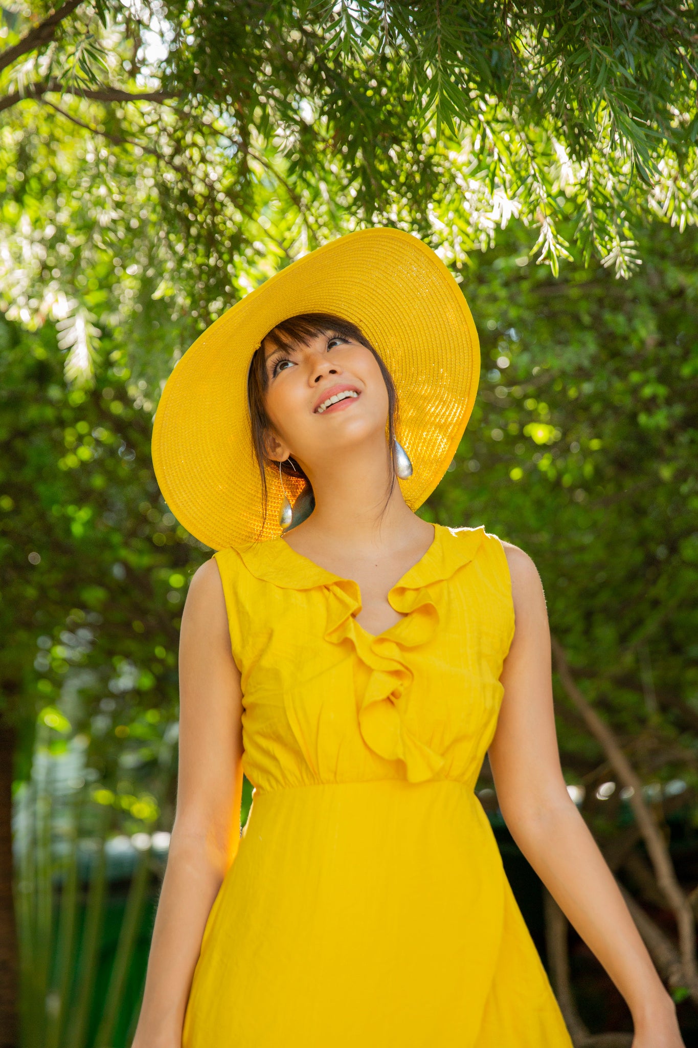 Đầm maxi sát nách linen cotton vàng thời trang Hity