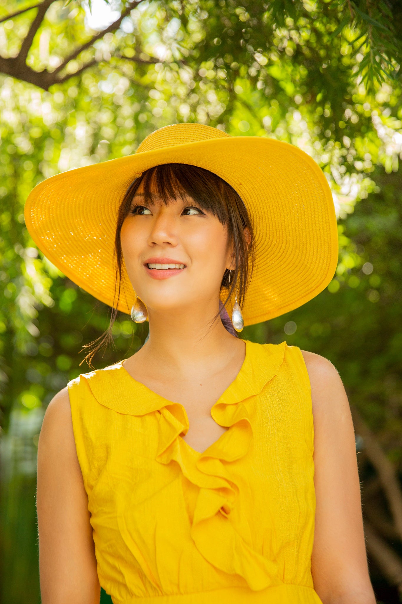 Đầm maxi sát nách linen cotton vàng thời trang Hity