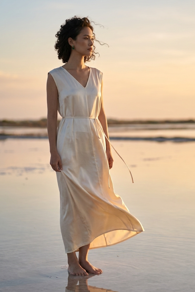 Đầm maxi lụa tơ tằm Bảo Lộc thời trang Hity