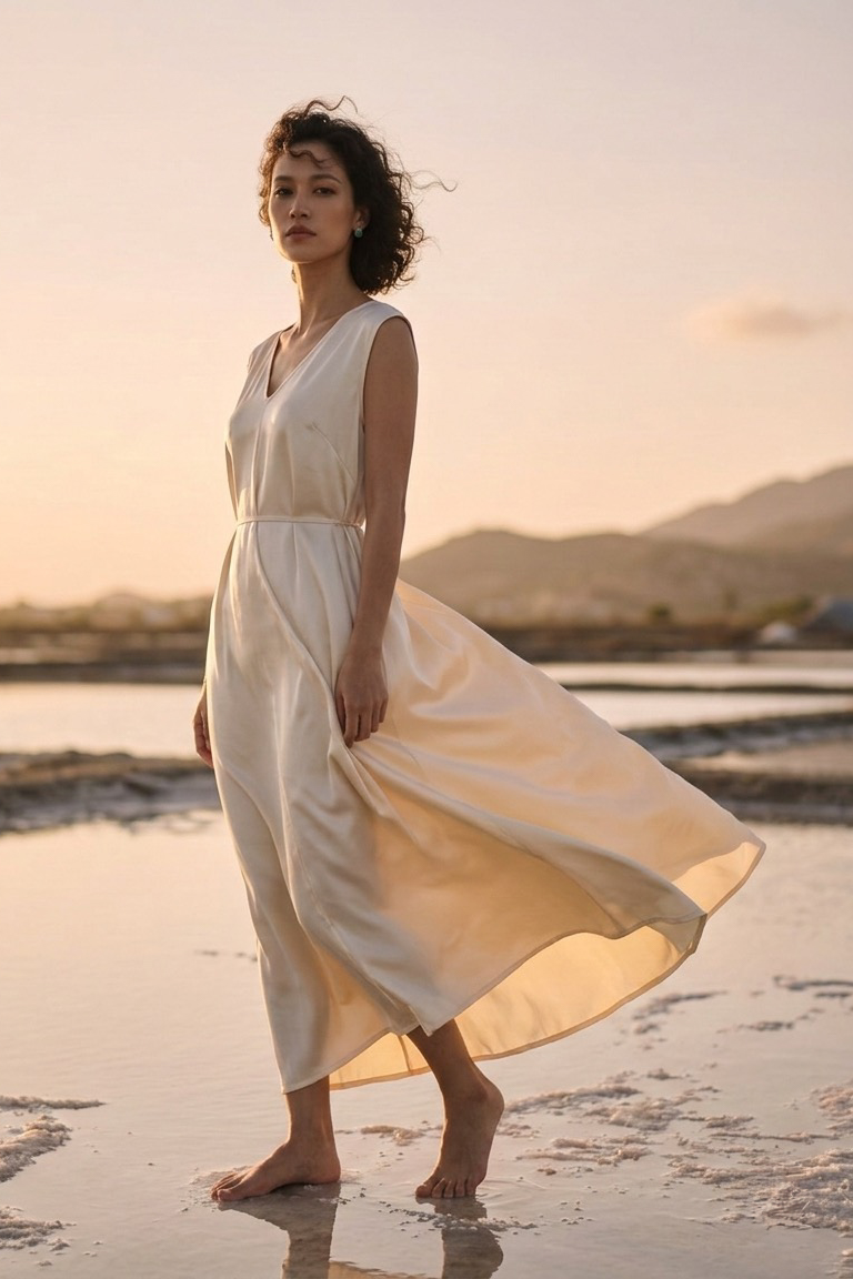 Đầm maxi lụa tơ tằm Bảo Lộc thời trang Hity