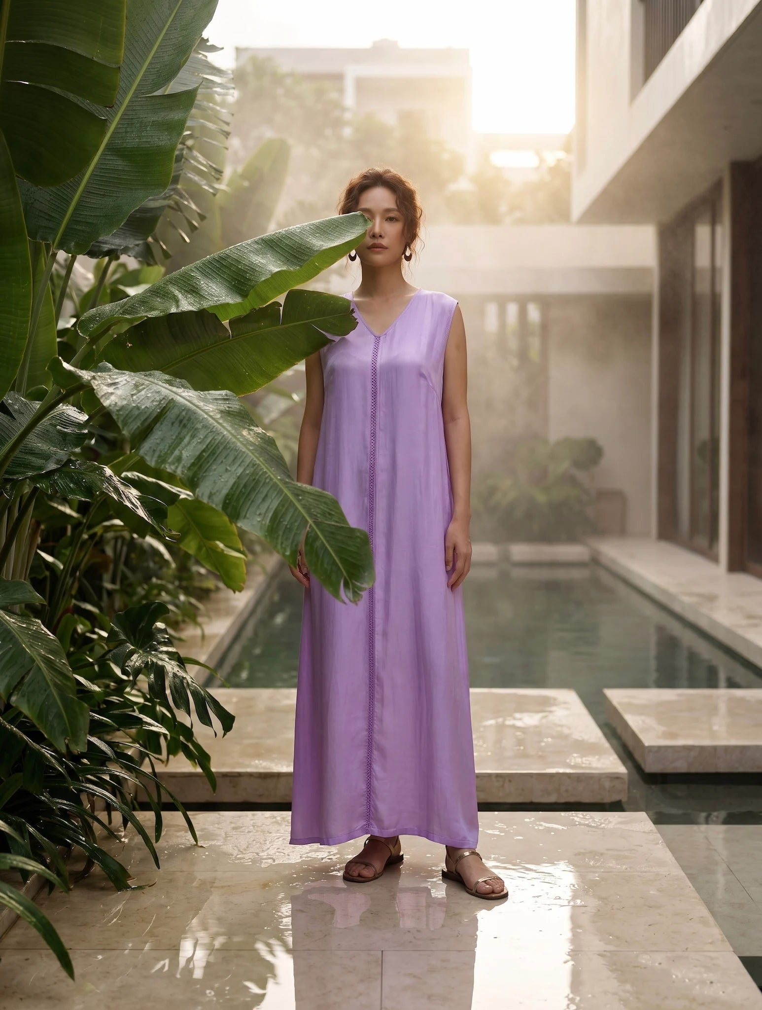 Đầm maxi lụa tơ tằm thêu tay thời trang Hity