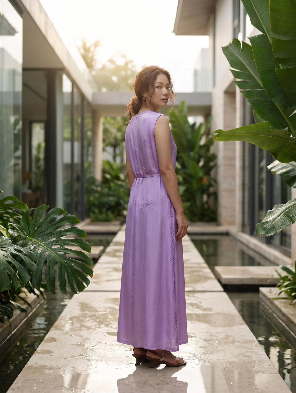 Đầm maxi lụa tơ tằm thêu tay thời trang Hity