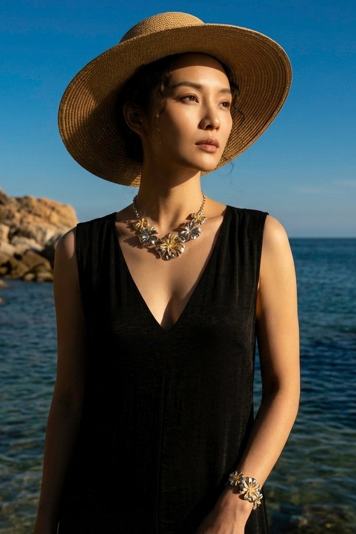 Đầm maxi suông lụa đen thời trang Hity