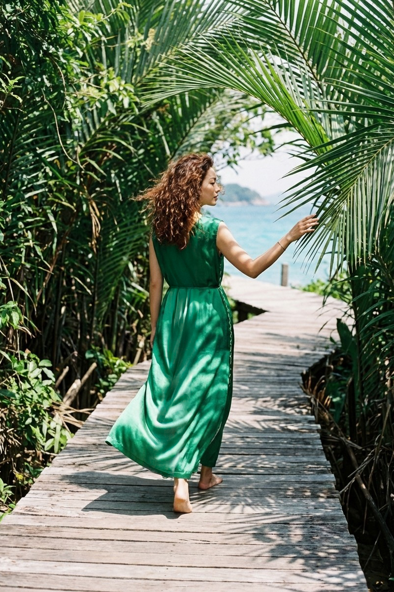 Đầm maxi lụa tơ tằm thêu tay thời trang Hity