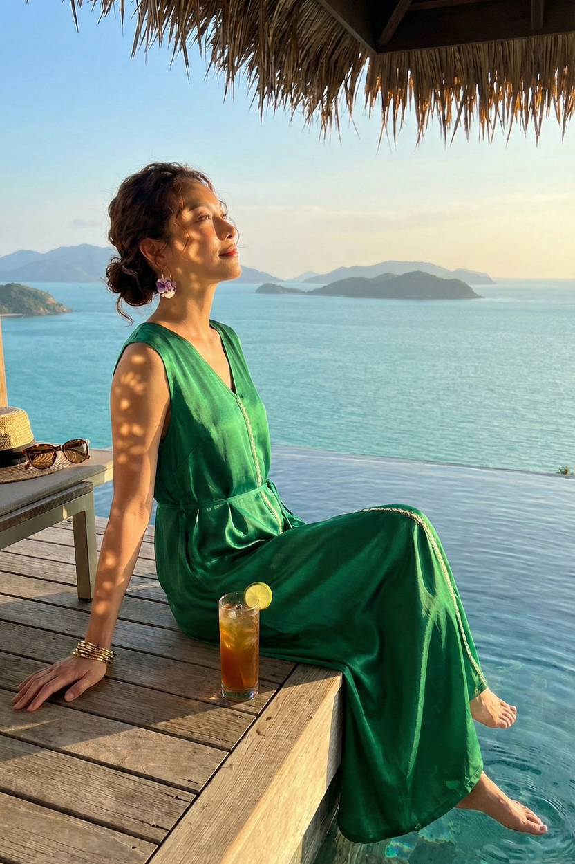 Đầm maxi lụa tơ tằm thêu tay thời trang Hity