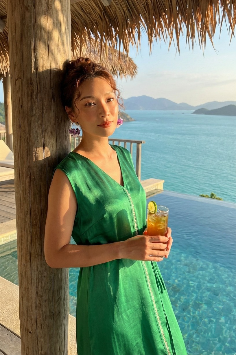 Đầm maxi lụa tơ tằm thêu tay thời trang Hity