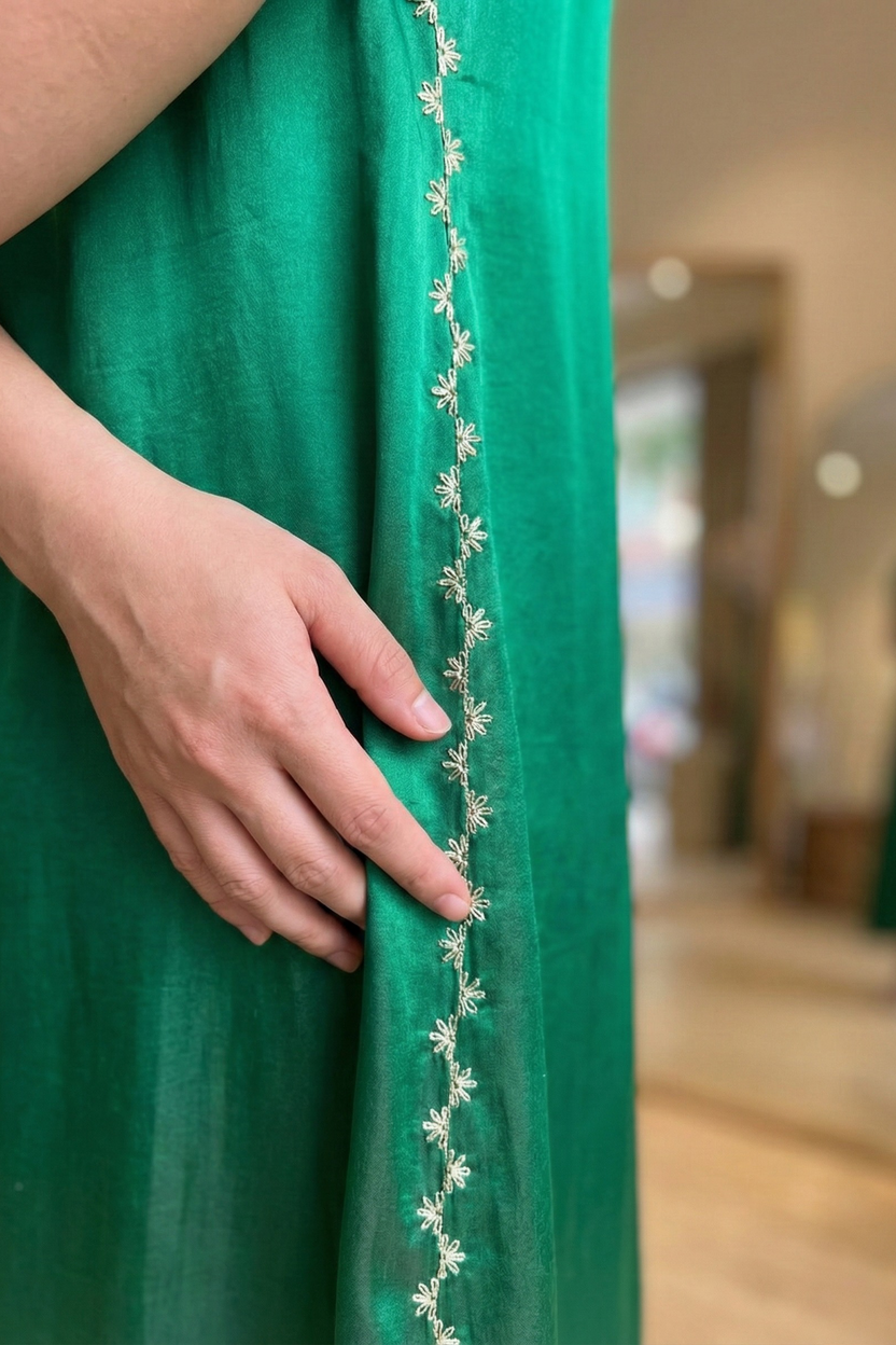 Đầm maxi lụa tơ tằm thêu tay thời trang Hity