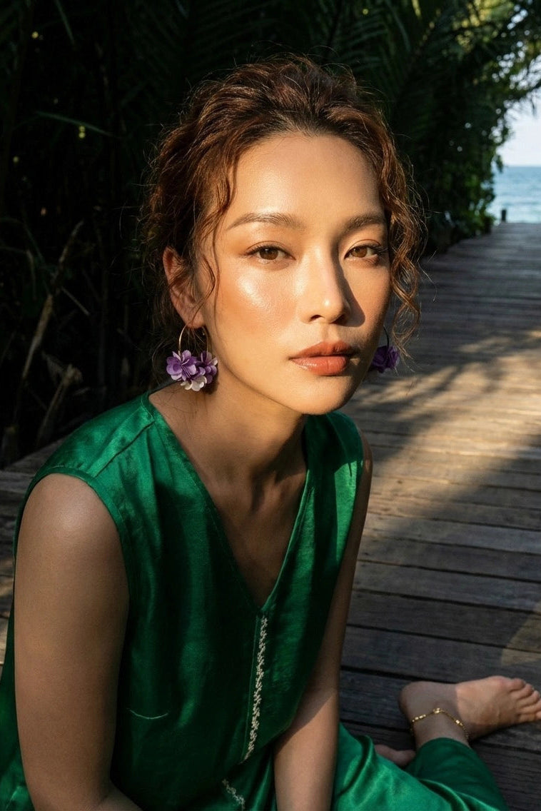 Đầm maxi lụa tơ tằm thêu tay thời trang Hity