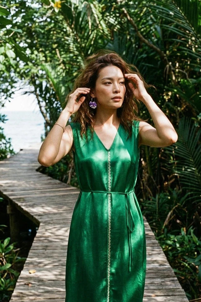 Đầm maxi lụa tơ tằm thêu tay thời trang Hity