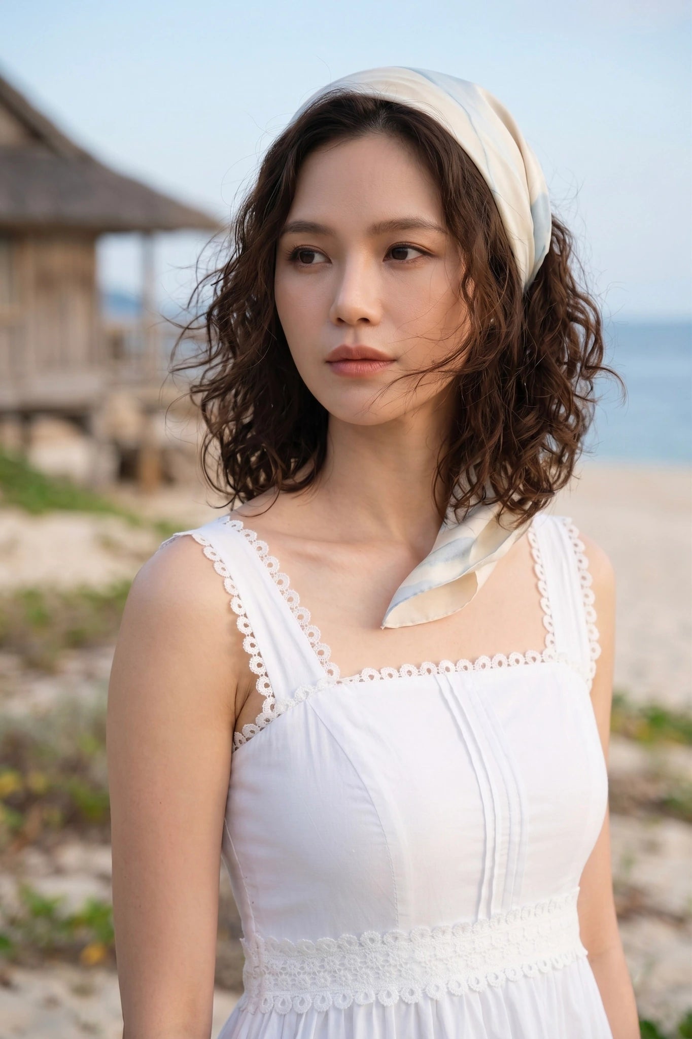 Đầm maxi hai dây cotton trắng thời trang Hity