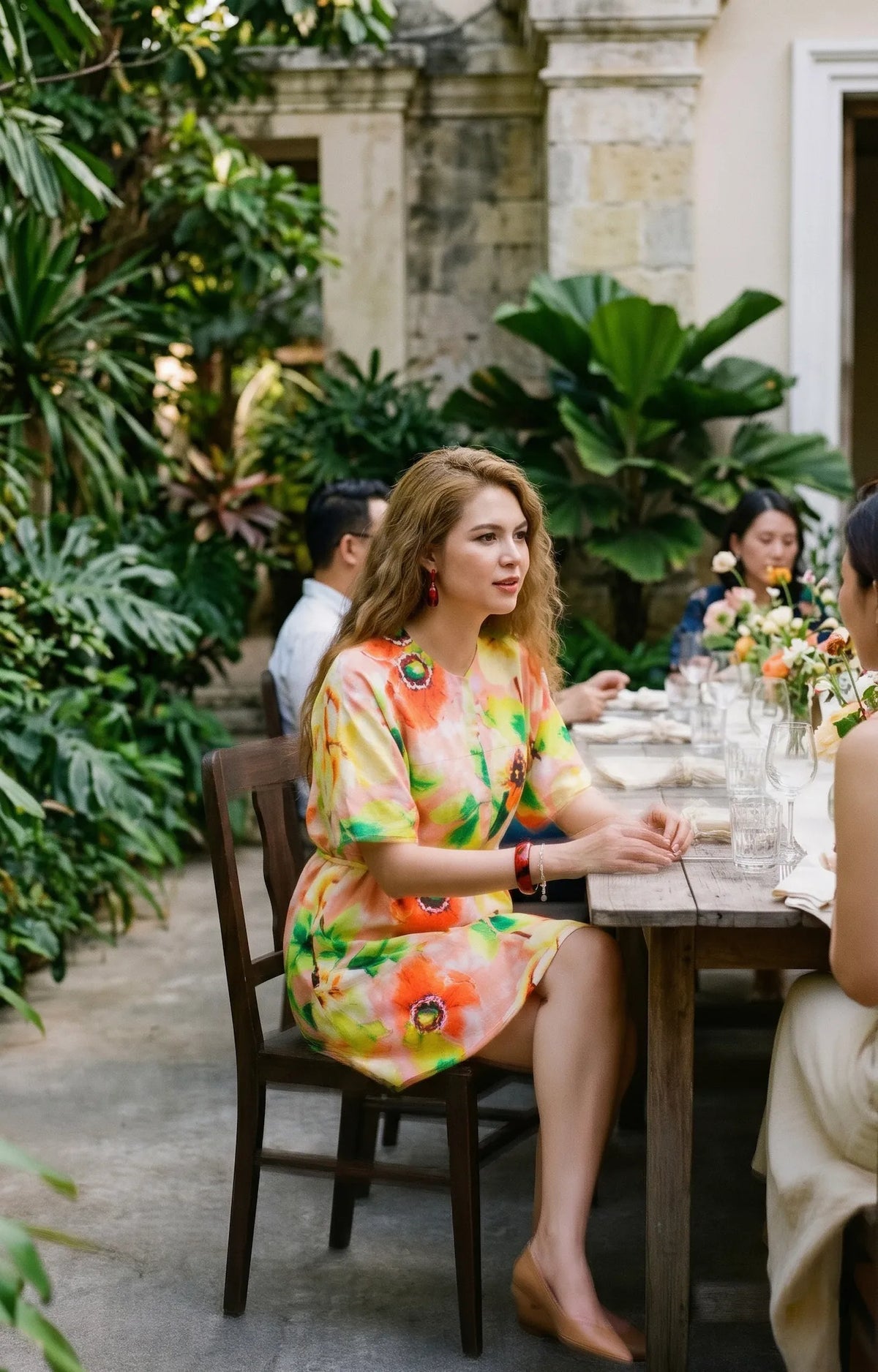 Đầm midi ngắn linen hoa mùa hè thời trang Hity