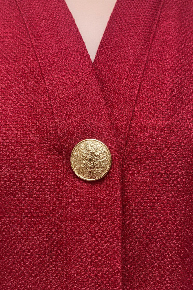 Đầm ôm body tweed đỏ thời trang Hity