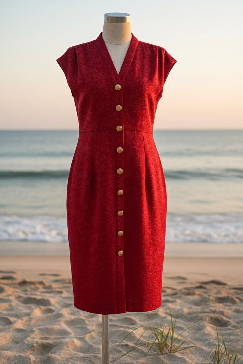 Đầm ôm body tweed đỏ thời trang Hity