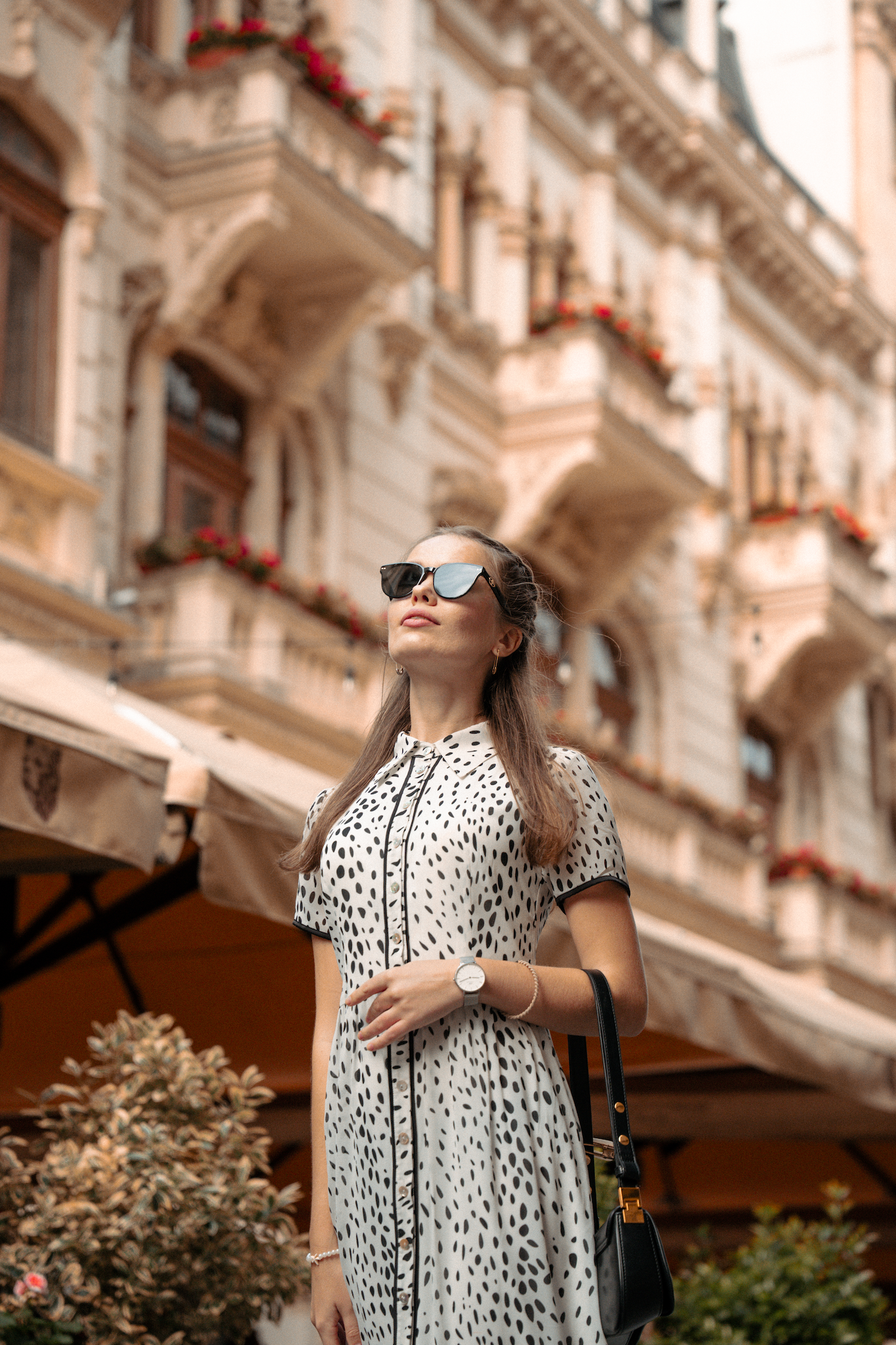 Đầm sơ mi chấm bi vintage thời trang Hity