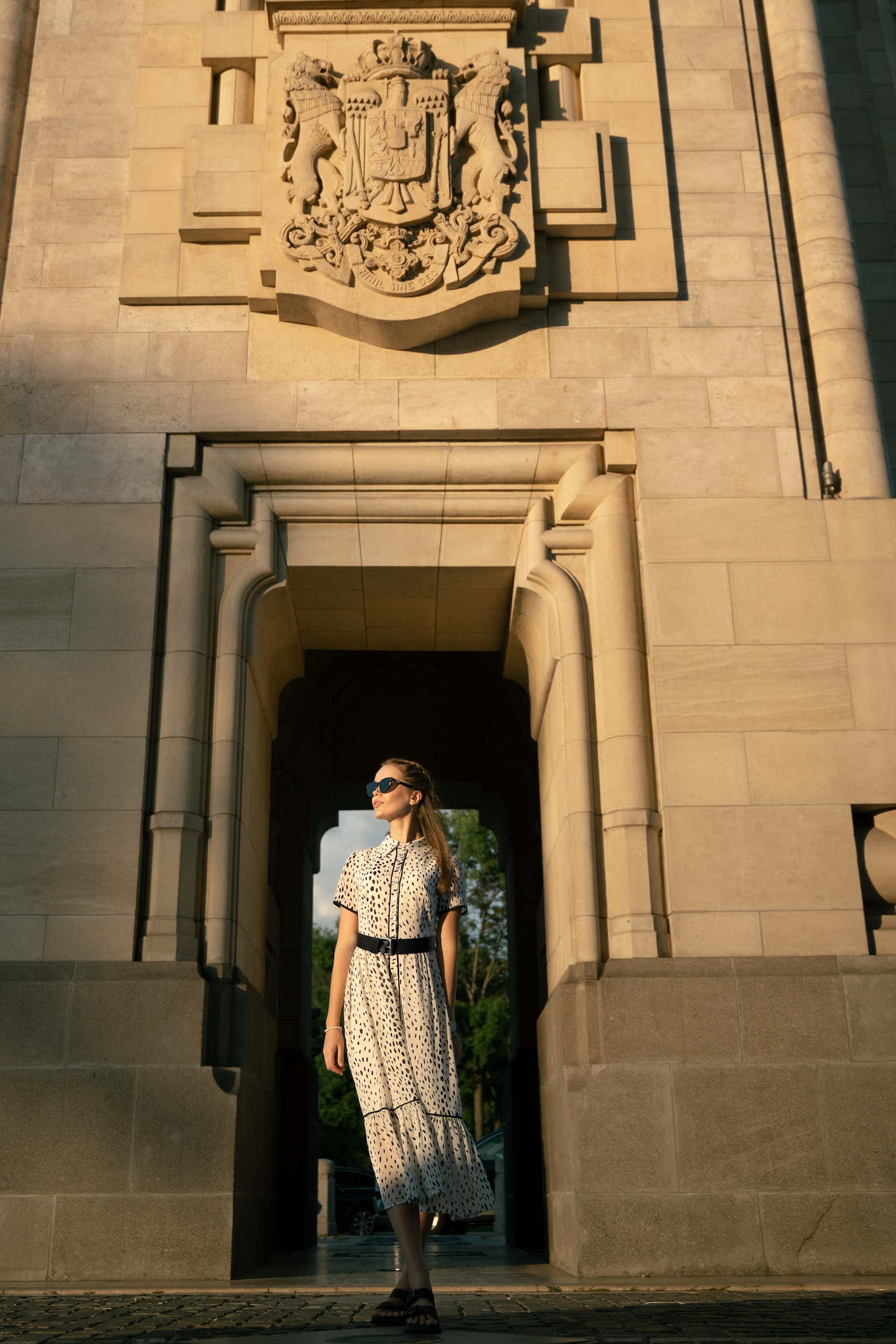 Đầm sơ mi chấm bi vintage thời trang Hity