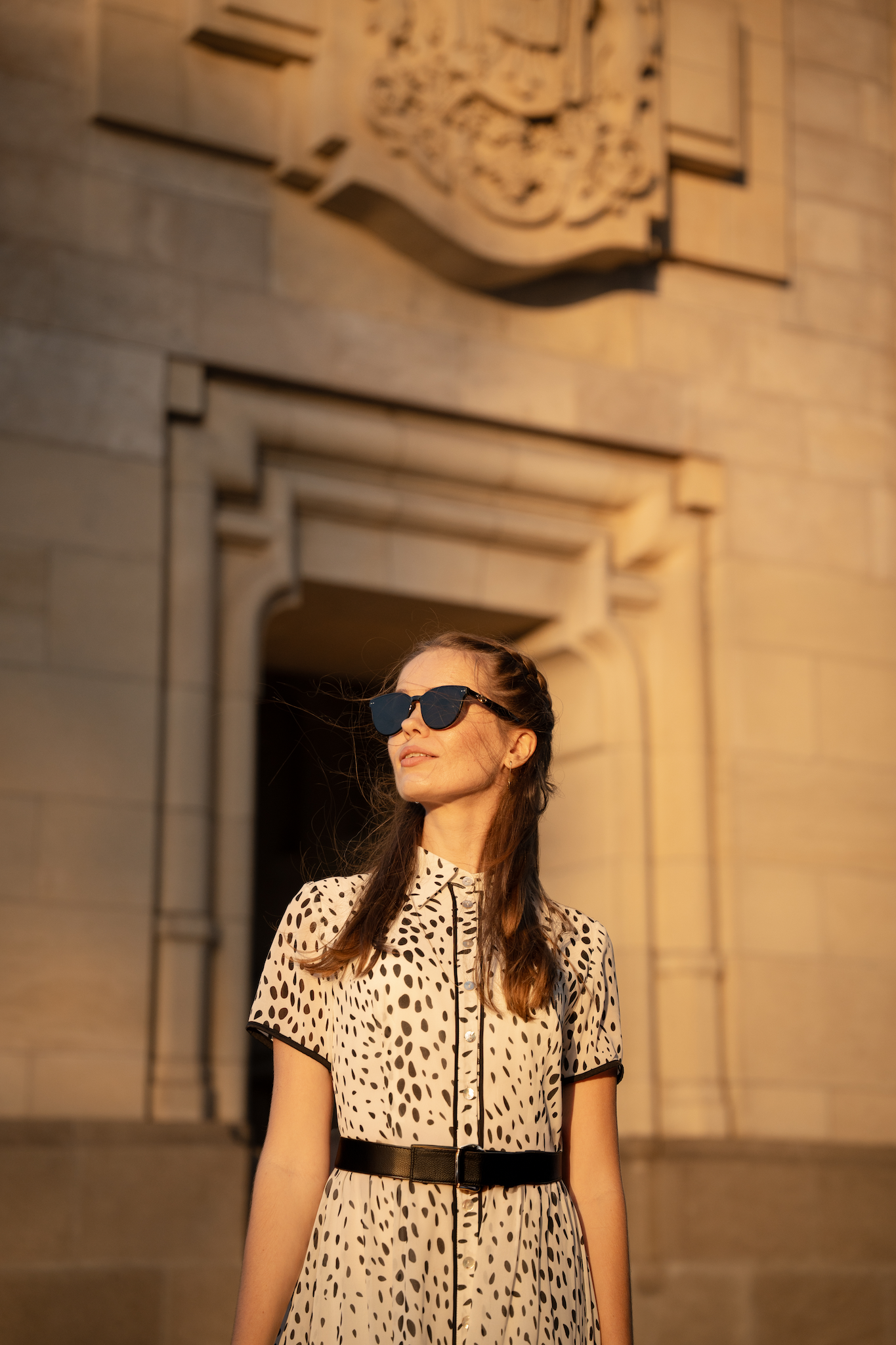 Đầm sơ mi chấm bi vintage thời trang Hity