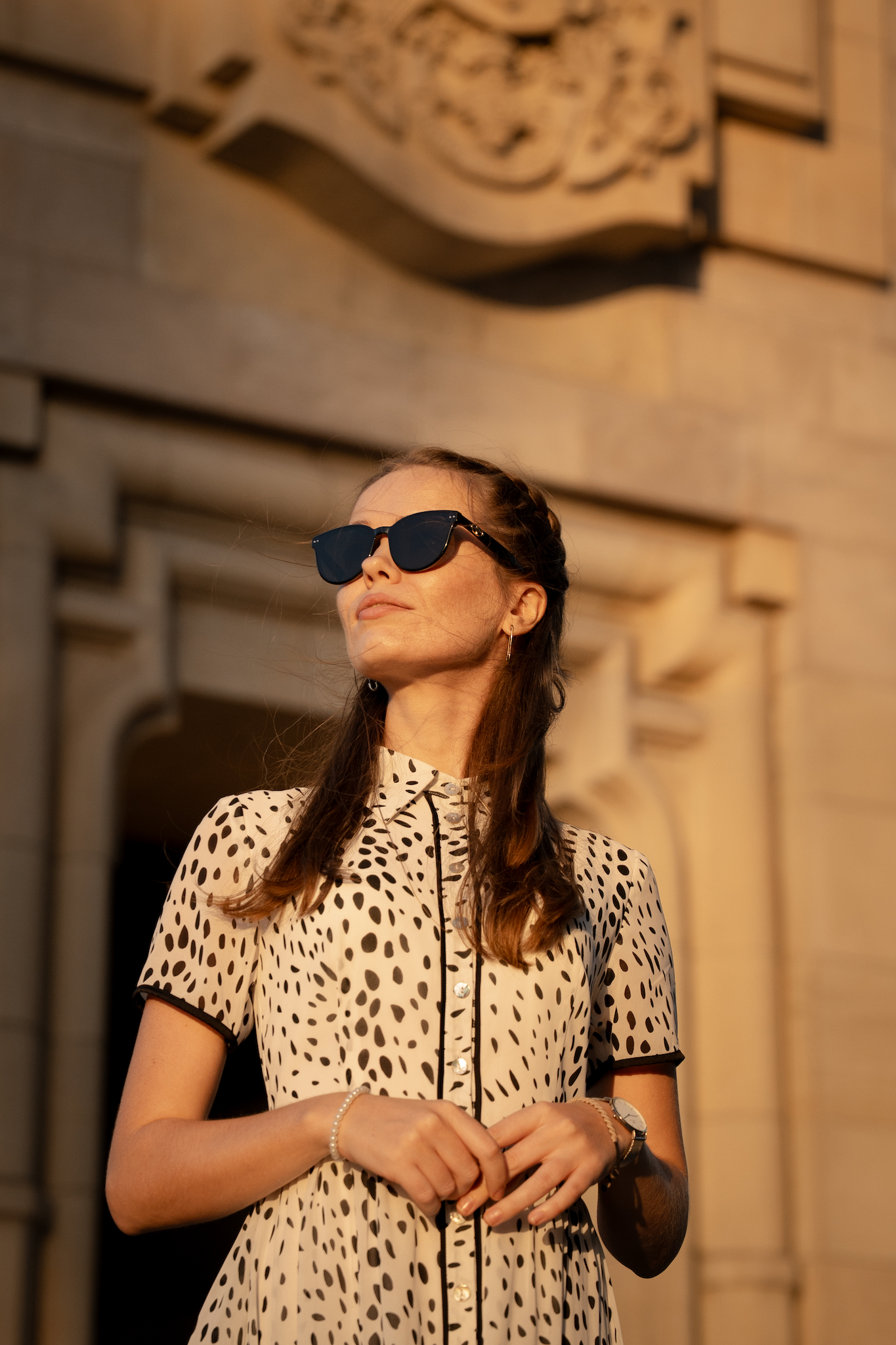 Đầm sơ mi chấm bi vintage thời trang Hity