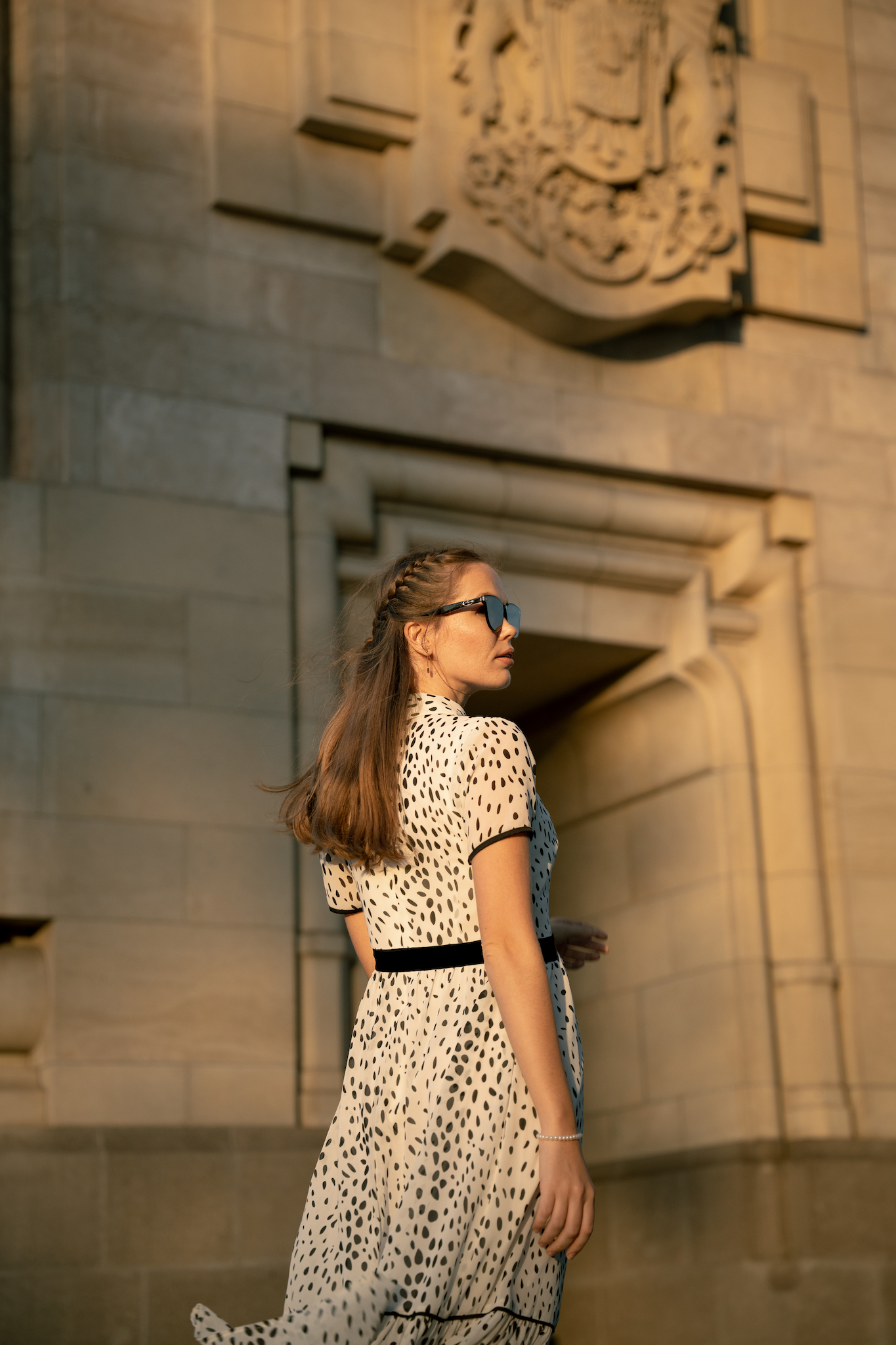 Đầm sơ mi chấm bi vintage thời trang Hity