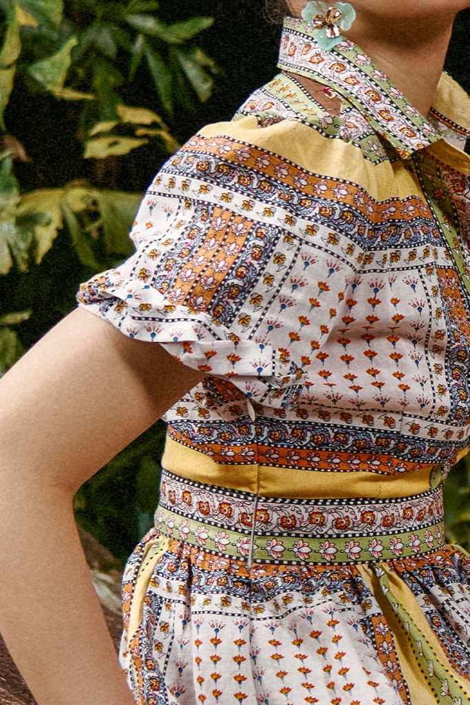 Đầm sơ mi linen thổ cẩm thời trang Hity